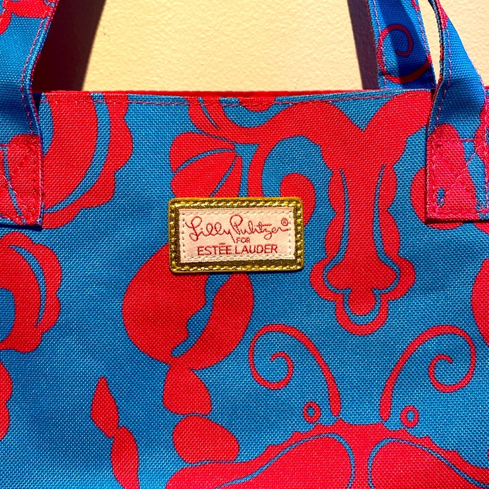 Lilly Pulitzer tote beach bag. Hot pink and blue. Excellent condition. - Picture 2 of 4